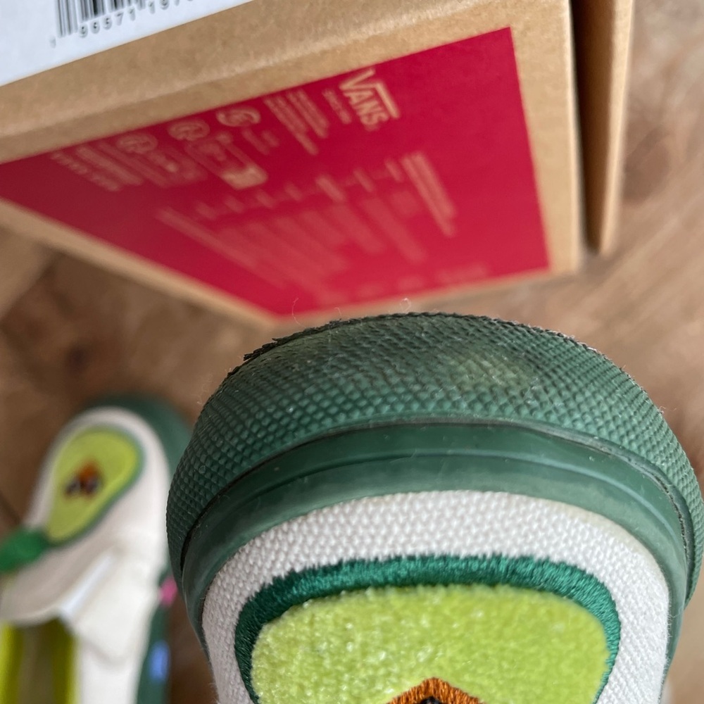 Vans: Toddler Green and Cream Avocado Slip-On Shoes - Picture 15 of 16